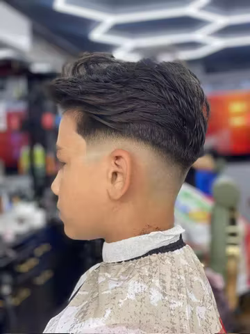 Quiff and skin fade at Prestige Barbers Yardley